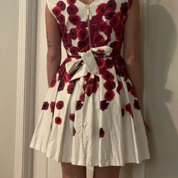 Beautiful Pleated A-Line Flower Mini Dress - Picture 5 of 5
